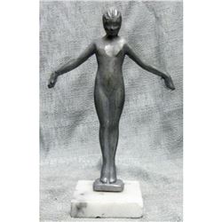 Vintage Frankart Art Deco Style Aluminum Nude Nymph Figure