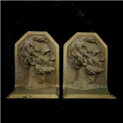 Rare Pair of Bronze Bookends, President Abraham Lincoln