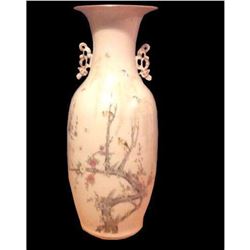 Large 19thc Chinese Birds Tree Blossoms Butterflies Porcelain Vase
