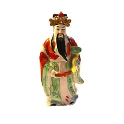 Vintage Chinese Porcelain Deity Statue, Sanxing Fu Lu Shou Figure