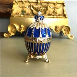 Russian Faberge Inspired Jeweled Trinket Box Egg