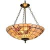 Image 1 : Tiffany Style Mosaic Inverted Ceiling Stained Glass Seashell & Dragonfly Pendant Light