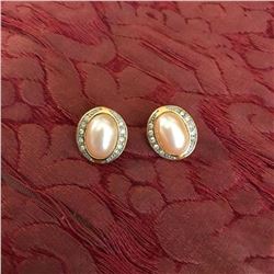 Vintage Designer Faux Pearl Costume Earrings