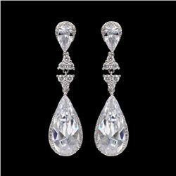 18K White Gold Plated Cubic Zirconia Wedding Bridal Drop Dangle Earrings