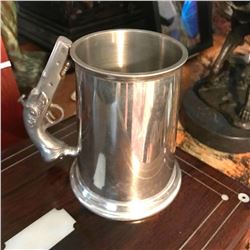 Vintage English Pewter Flintlock Pistol Handled Tankard