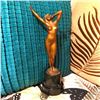 Image 1 : Art Nouveau, Signed Percimer Rudolfi, Gilt Bronze Nude Woman Sculpture "Awakening"