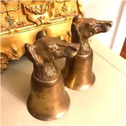 Silverplate Hunting Dogs, Hounds Stirrup Cups LIquor Drinking Goblets