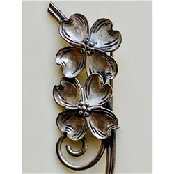 Vintage Sterling Silver Signed Beau Dogwood Blossoms Brooch Pin