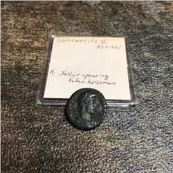 Rare Ancient Roman Bronze Coin, Constantius II ( 337-361 AD )