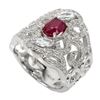 Image 2 : Red Ruby Sterling Silver Filigree Cocktail Ring