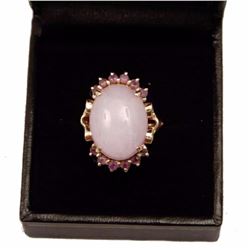 Lavender Jade & Amethyst 14kt Gold Ring