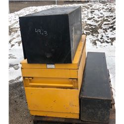 STEEL JOB BOX, 2 X STEEL STORAGE BOXES