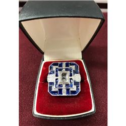 Ladies Blue And Silver Semi Precious Ring