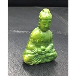 Chinese Green Jade Carved Resting Buddha Figure