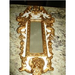 Vintage Ornate Gold Gilt Rococo Italian Florentine Mirror With Griffins & Cherubs