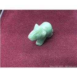 Carved Asian Green Jade Elephant Figure