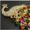 Image 2 : Large Royal Multi-Color Jewel Peacock Broach.