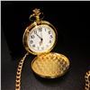 Image 1 : Quartz Flip Front Gold Tone Pocket Watch On Chain