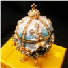 Image 5 : Enameled Faberge Inspired Egg With Semi- Precious Stones