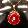 Image 2 : Chinese Carved Red Jade In Gold Dragon Mount