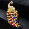 Image 2 : Large Royal Multi-Color Jewel Peacock Broach