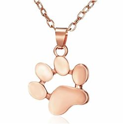 Rose Gold Tone Dog Paw Pendant Accompanied With Chain