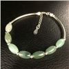 Image 2 : 925 Sterling Silver Natural Oval Green Jade Bangle