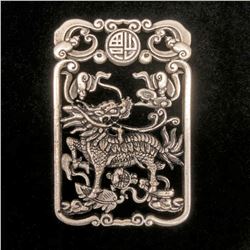 Exquisite Chinese Tibetan Silver Hand Carved Foodog Pendant