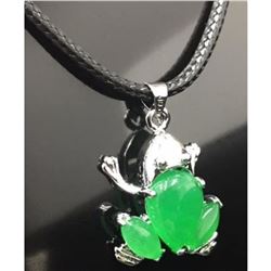 Asian Green Jade Frog Pendant Accompanied By Necklace