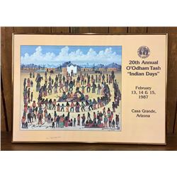 O’Odham Tash Poster Signed by Iron Eyes Cody and Mike Chiago