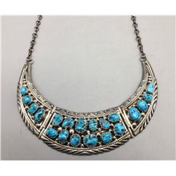 Vintage Sterling Silver Turquoise Necklace