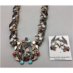 Zuni Inlay Hummingbird Necklace Set by Carlene Leekity