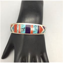 Multi-Stone, Sterling Silver Inlay Bracelet - Ray Tracey