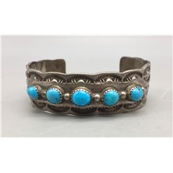 Vintage Turquoise and Sterling Silver Cuff Bracelet