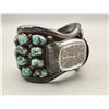 Image 2 : Vintage Sterling Silver and Turquoise Cluster Watch Bracelet