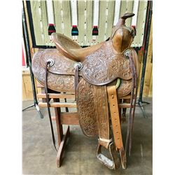 Nicely Tooled Vintage Saddle with Stand