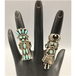 Two Vintage Kachina Themed Rings