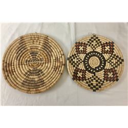 Two Vintage Hopi Coiled Plaque/Baskets