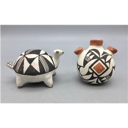 Acoma Turtle Effigy and Canteen Pottery