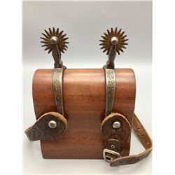 Old Chased Steel Spurs With Straps