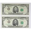 Image 1 : TWO 1974 $5.00 FEDERAL RESERVE STAR NOTES