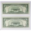 Image 2 : TWO 1974 $5.00 FEDERAL RESERVE STAR NOTES