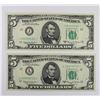 Image 1 : (2) 1963-A $5.00 FEDERAL RESERVE STAR NOTES