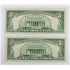 Image 2 : (2) 1963-A $5.00 FEDERAL RESERVE STAR NOTES