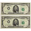 Image 1 : TWO 1969-C $5.00 KANSAS CITY FEDERAL RESERVE NOTES