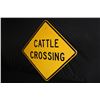 Image 1 : EMBOSSED STEEL CATTLE CROSSING ROAD HWY SIGN