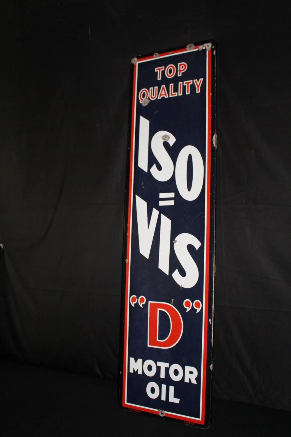 Isovis Sign PORCELAIN STANDARD OIL ISO VIS MOTOR OIL SIGN