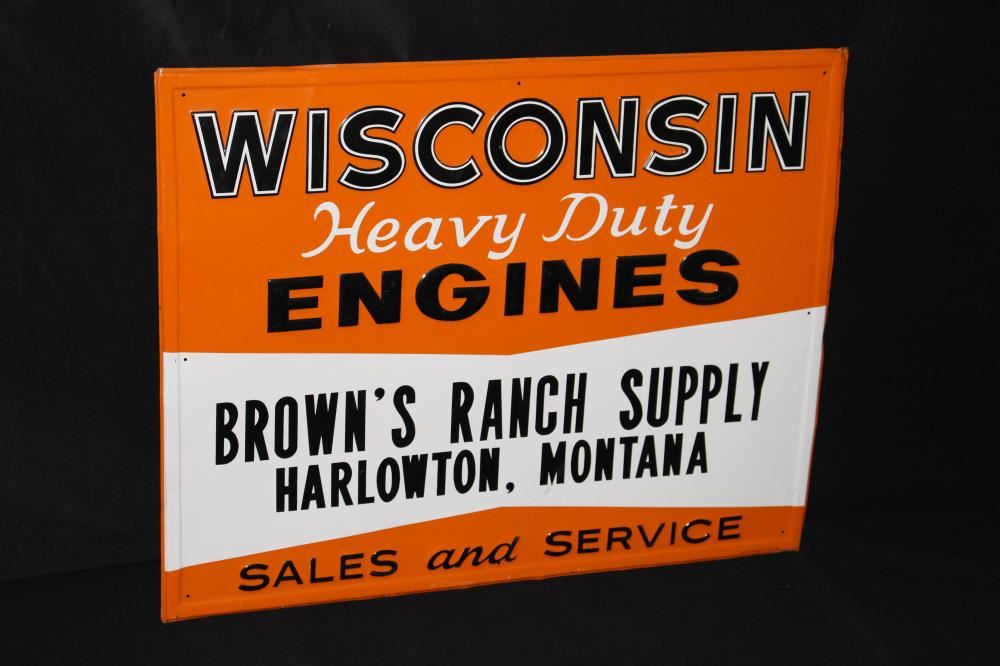 WICONSIN HEAVY DUTY ENGINES HARLOWTON MT TIN SIGN