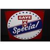 Image 1 : PORCELAIN SAVEWAY SPECIAL GASOLINE GAS PUMP SIGN