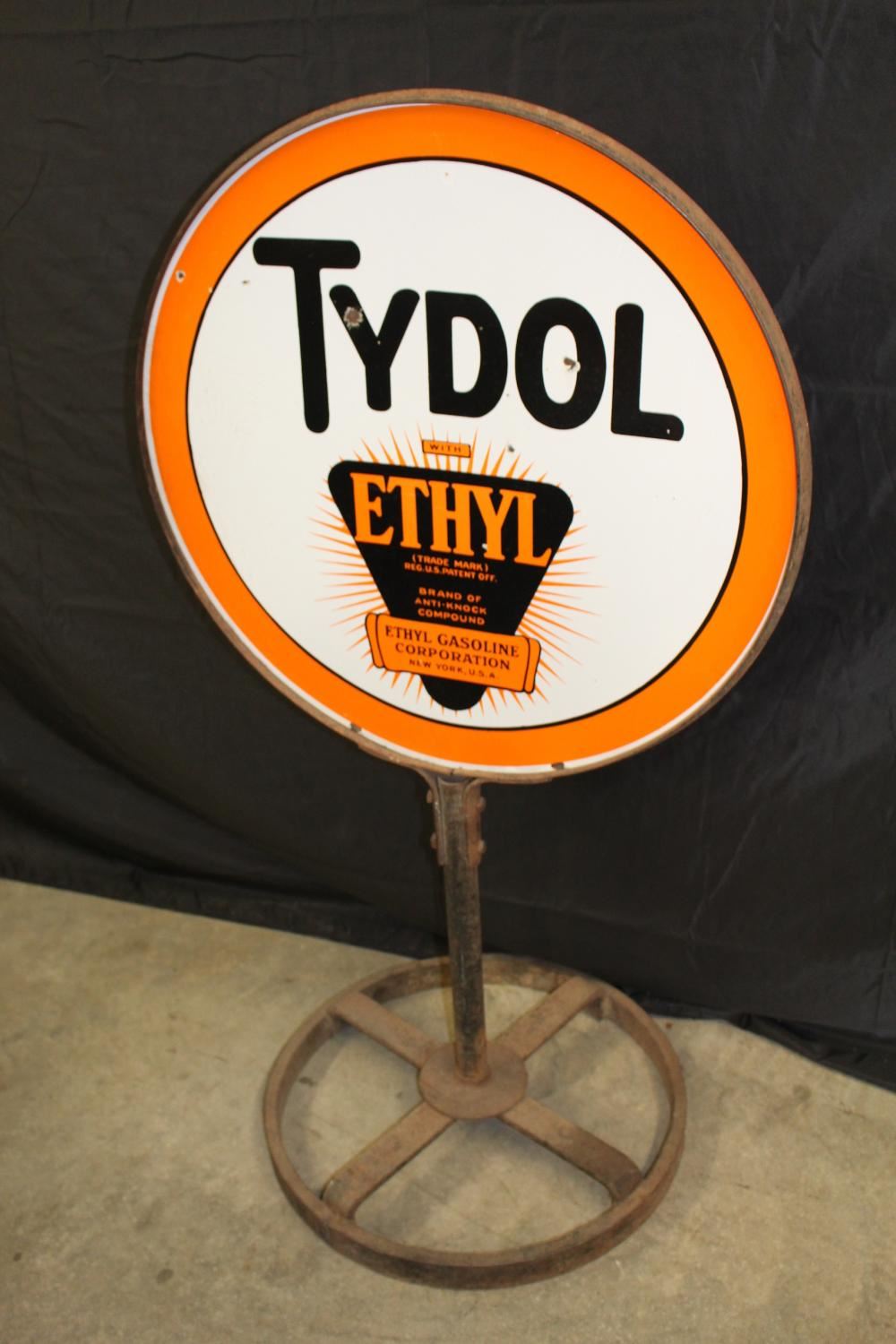 Tydol Sign PORCELAIN TYDOL GASOLINE CURB SIGN